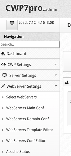 CWP 7 WebServer Settings229x500, 75%