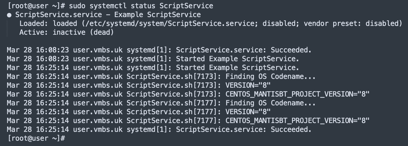 Output status from systemctl